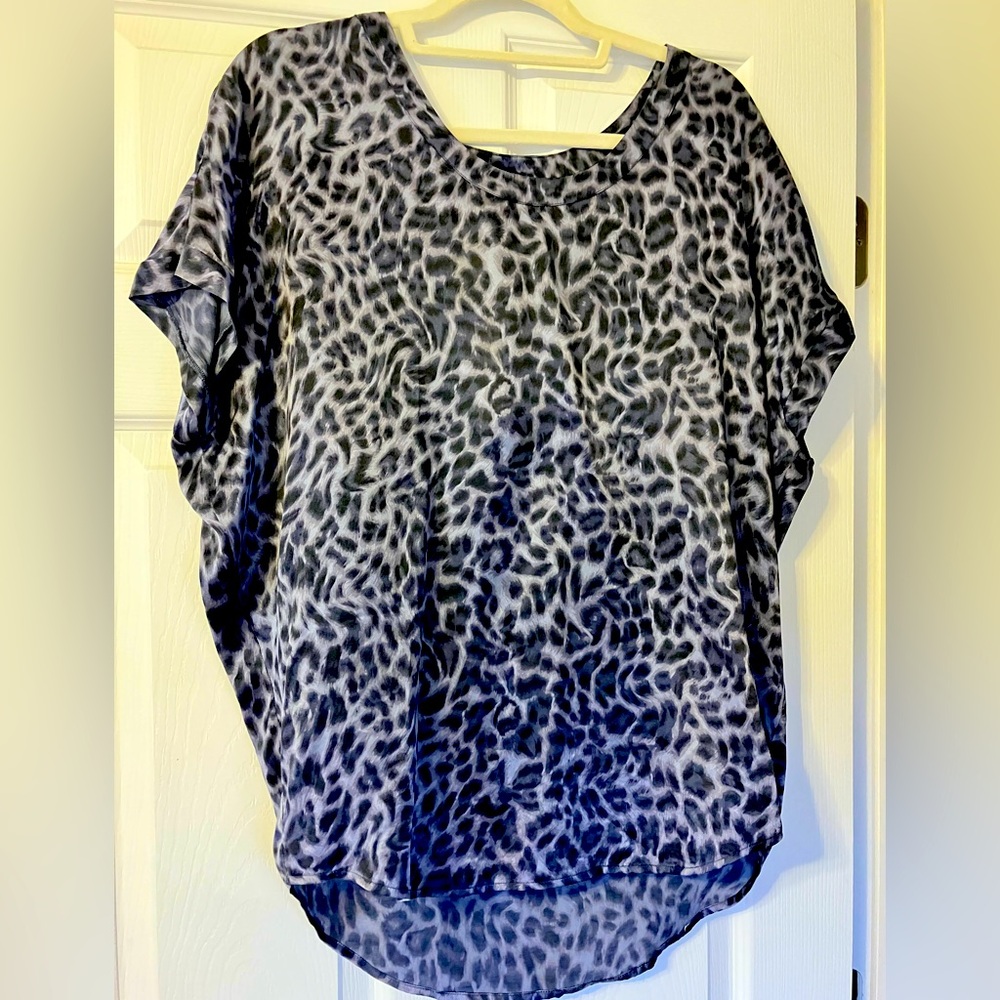 Joie Purple Leopard Print Silk Blouse Size XS